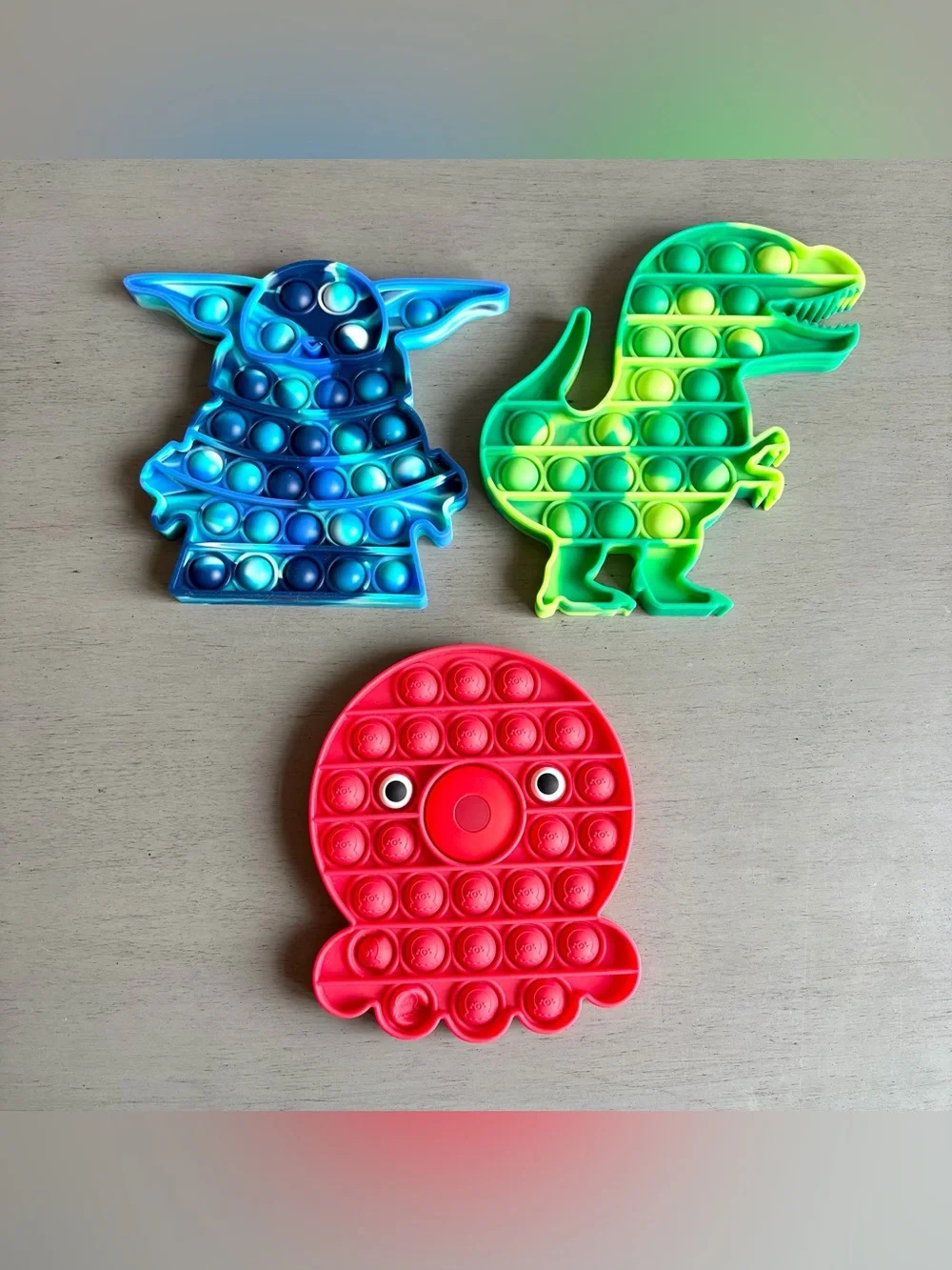 Multicolor Kids Pop It Fidget Sensor Toy Lot of 13 - Dinosaur, Yoda, Among Us